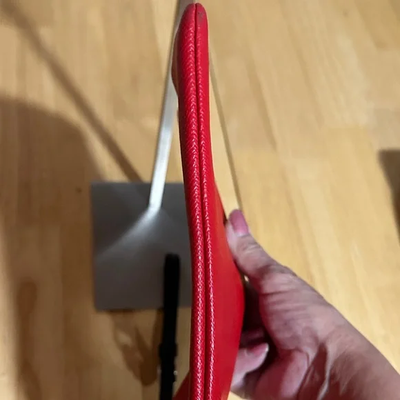 Coach Red Zip Pouch with Black Logo Print - Picture 5 of 7